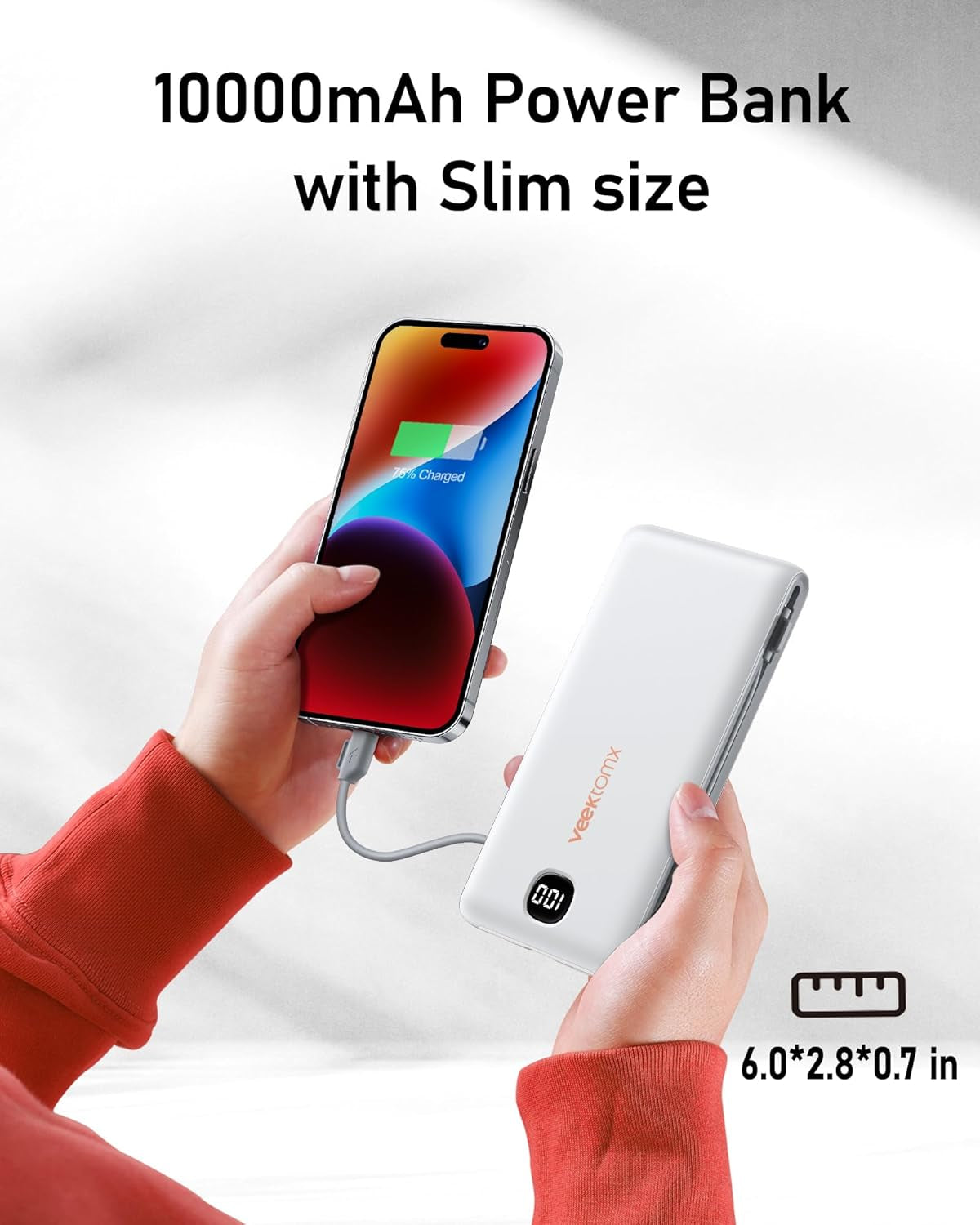 Portable Charger with Built in Cables 10000Mah, Power Bank for Iphone with Wall Plug, Travel Essential Fast Charging USB C Slim External Battery Pack for Iphone 17/16/15, Samsung, Ipad, Etc