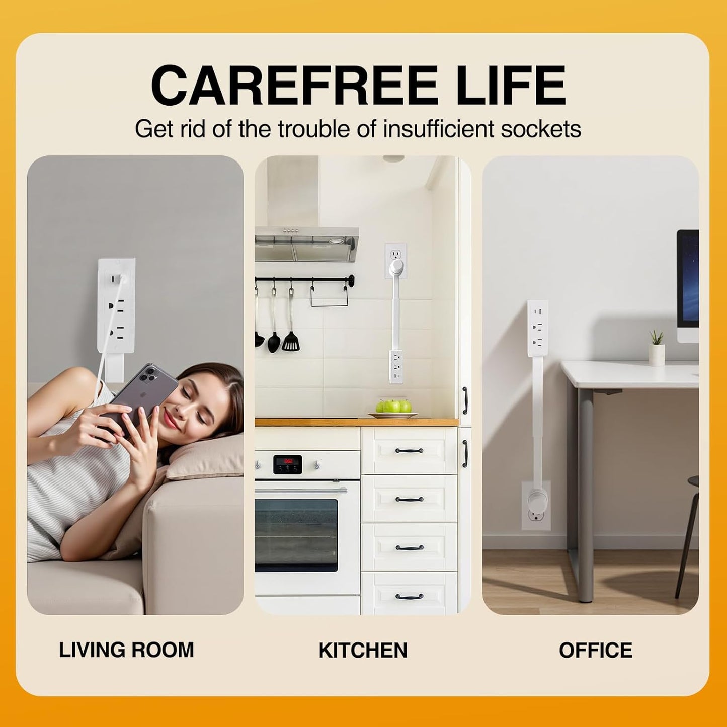 Electrical Outlet Extender Features USB-A, USB-C, and 2 AC Electrical Outlet Extender Stick for Hard to Reach Spaces Extends 22"-27", Rotates 180°. Use behind Couches, Nightstands, Desks, and More