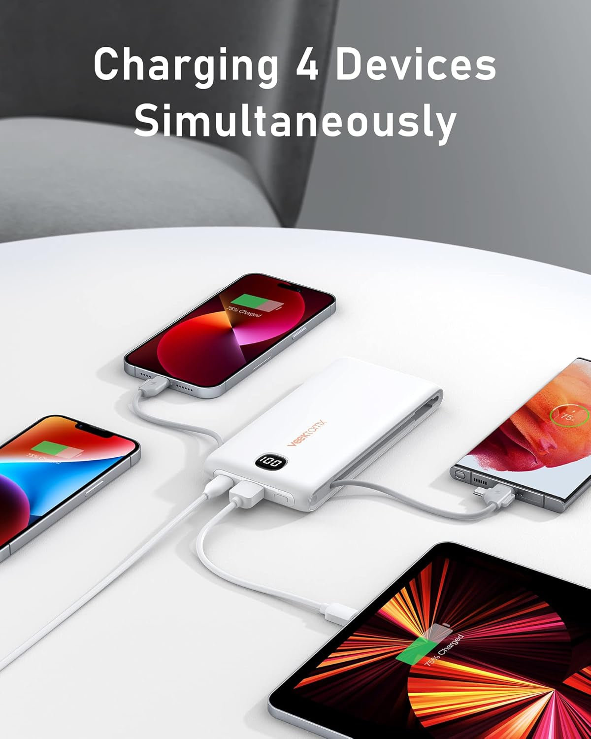 Portable Charger with Built in Cables 10000Mah, Power Bank for Iphone with Wall Plug, Travel Essential Fast Charging USB C Slim External Battery Pack for Iphone 17/16/15, Samsung, Ipad, Etc