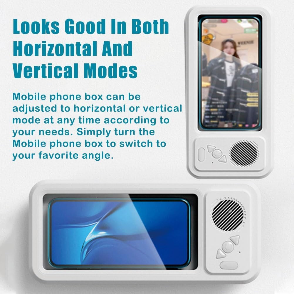 Waterproof Phone Case with Built-In Speaker,480 Rotation Wall Phone Mount Stand,Screen Touch Shower Phones Case Mount Speakers with Suction Cup,Cover Mounts Stand Wireless Bluetooth