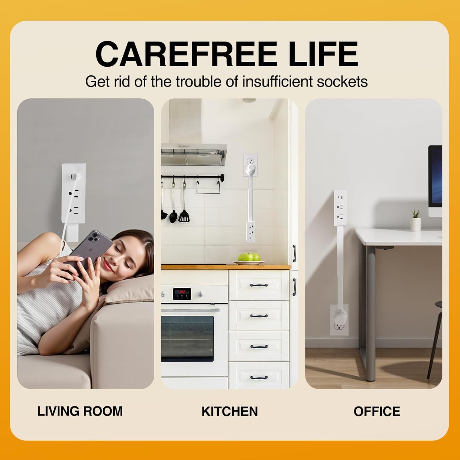Electrical Outlet Extender Features USB-A, USB-C, and 2 AC Electrical Outlet Extender Stick for Hard to Reach Spaces Extends 22"-27", Rotates 180°. Use behind Couches, Nightstands, Desks, and More