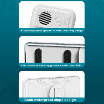 Waterproof Phone Case with Built-In Speaker,480 Rotation Wall Phone Mount Stand,Screen Touch Shower Phones Case Mount Speakers with Suction Cup,Cover Mounts Stand Wireless Bluetooth