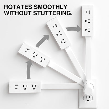 Electrical Outlet Extender Features USB-A, USB-C, and 2 AC Electrical Outlet Extender Stick for Hard to Reach Spaces Extends 22"-27", Rotates 180°. Use behind Couches, Nightstands, Desks, and More