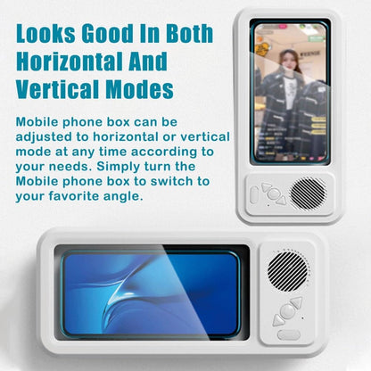 Waterproof Phone Case with Built-In Speaker,480 Rotation Wall Phone Mount Stand,Screen Touch Shower Phones Case Mount Speakers with Suction Cup,Cover Mounts Stand Wireless Bluetooth